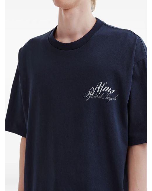 AFTERMATHS Blue Graphic-Print T-Shirt for men
