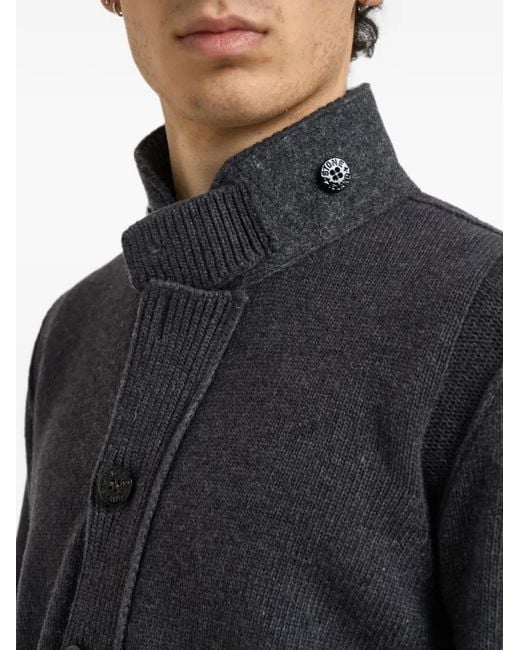 Stone Island Gray Compass Patch Button-Up Sweater for men