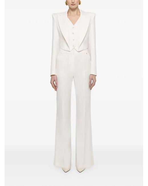 Nissa White Button Cropped Blazer