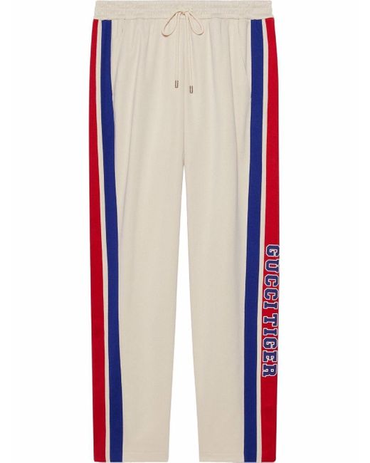 Gucci Cotton Tiger Striped Track Pants in White for Men - Lyst