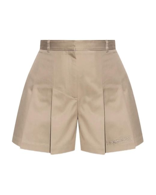 McQueen Natural Pleated Shorts