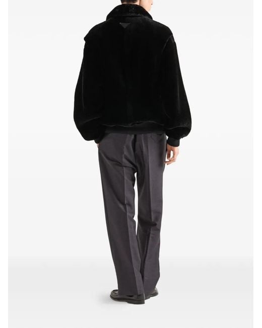 Prada Black Shearling Bomber Jacket for men