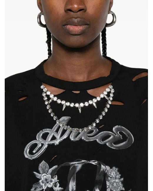 Vestido corto con efecto envejecido Area de color Black