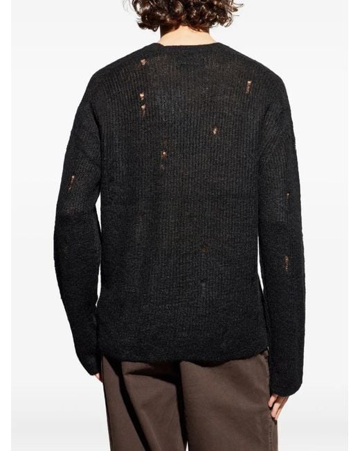AllSaints Black Edgin Distressed Sweater for men