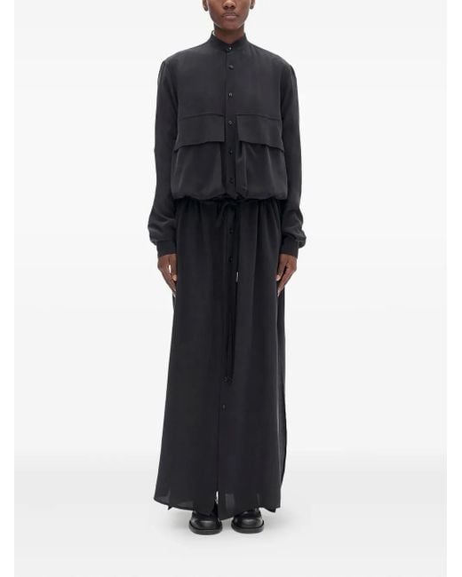 Ann Demeulemeester Black Maxikleid mit Taillenzug