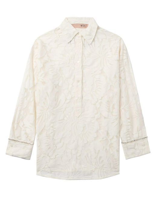 N°21 White Floral-lace Shirt