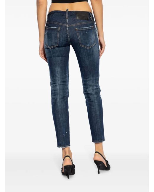 DSquared² Blue Logo-Patch Cotton Jeans