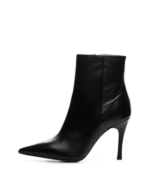 Poche Paris Black Pointed-Toe Stiletto Ankle Boots