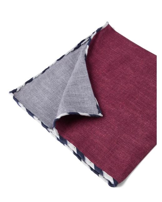 Brunello Cucinelli Purple Striped-Border Pocket Square for men