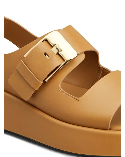 Tod's Brown Leather Sandals With Buckle