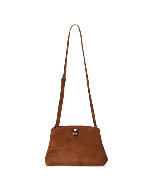 Liffner Brown Pushlock Shoulder Bag