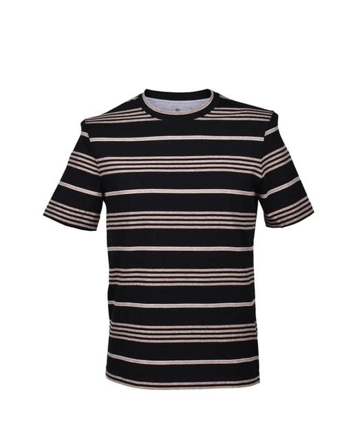 Brunello Cucinelli Black Striped Crew-Neck T-Shirt for men