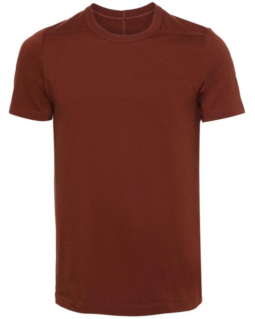 メンズ Rick Owens Short Level T オーガニックコットン Tシャツ Red