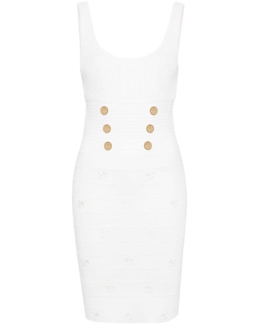 Pinko Geribbelde Mini-jurk Met Print in het White