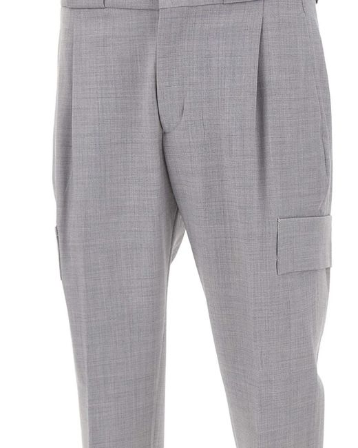 Devore Gray Flap-Pocket Trousers for men
