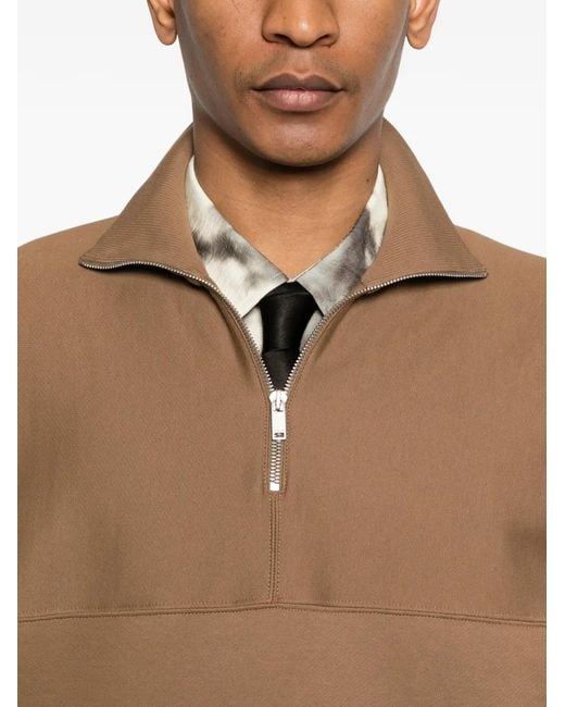 Jil Sander Brown Quarter-Zip Sweatshirt for men