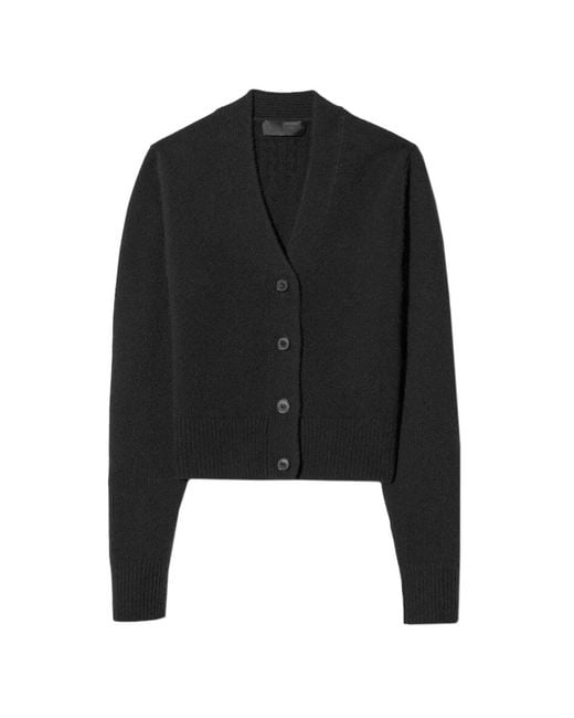 Nili Lotan Black Charmaine V-Neck Button Cardigan