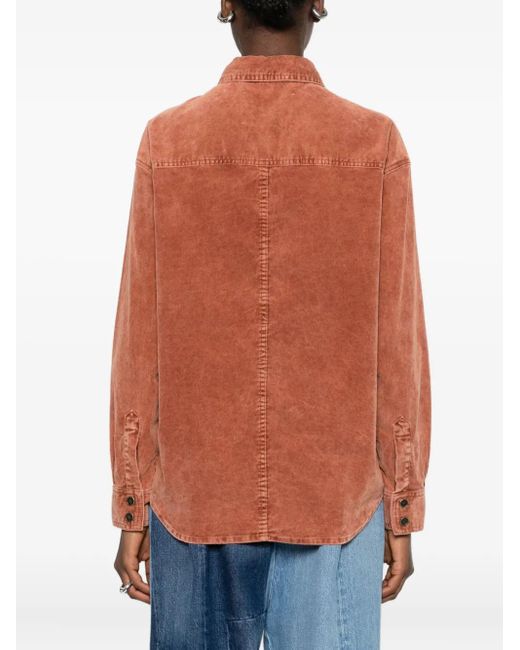 Isabel Marant Orange Oriana Corduroy Shirt Jacket