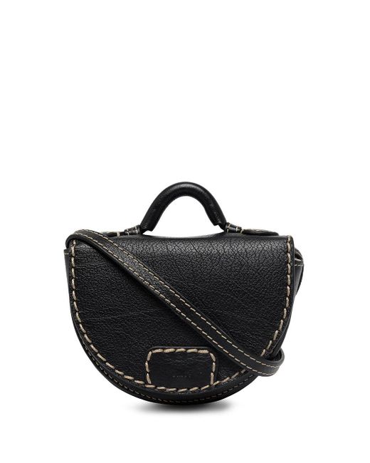 Chloé Leather Edith Nano Saddle Bag in Black | Lyst