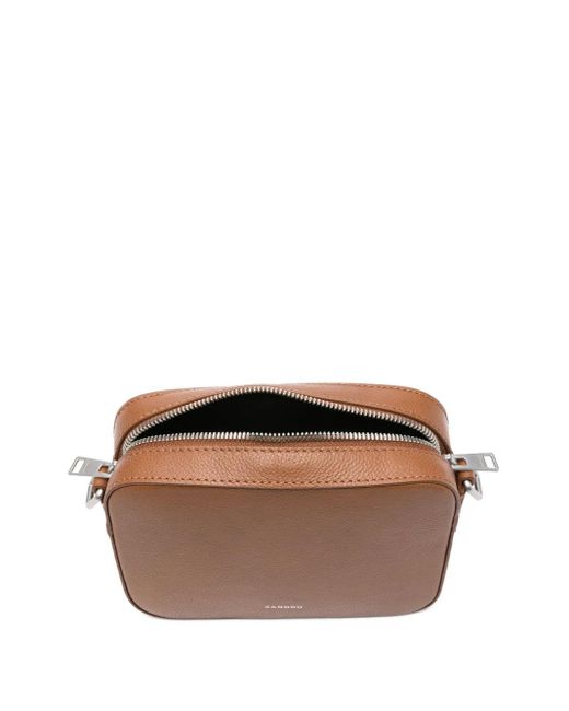 Sandro Brown Leather Messenger Bag for men