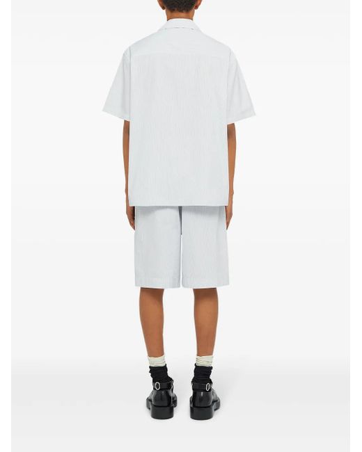 Jil Sander Blue Striped Knee-Length Bermuda Shorts for men