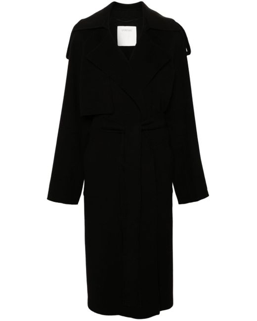 Sportmax Black Belted Virgin Wool Coat