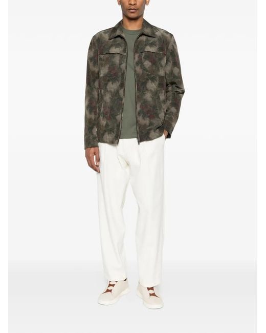 Herno Green Floral-Print Ripstop Jacket for men