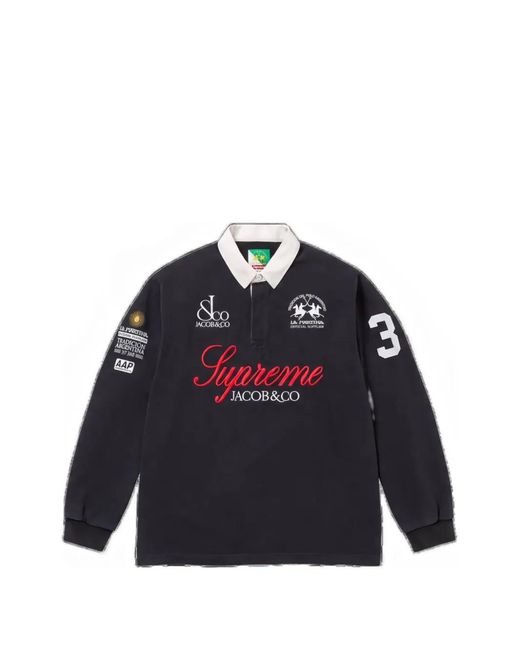 Supreme Blue X La Martina Logo-Print Polo Shirt for men