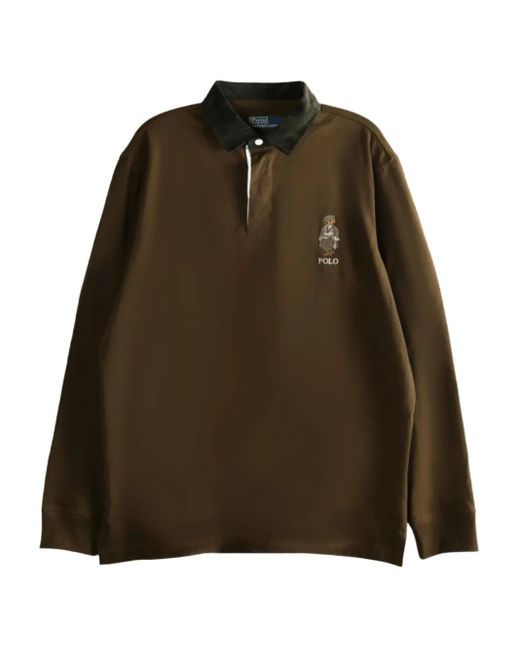 Polo Ralph Lauren Green Bear-Embroidered Rugby Polo Shirt for men