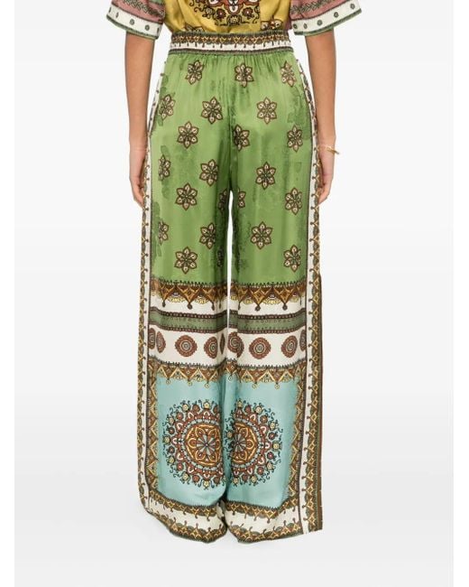 ALÉMAIS Green Contina Floral-Print Trousers