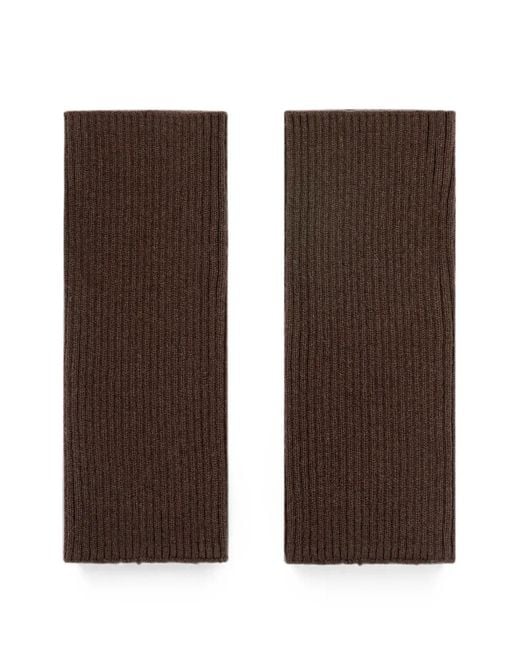 Bompard Brown Ribbed Cashmere Mittens