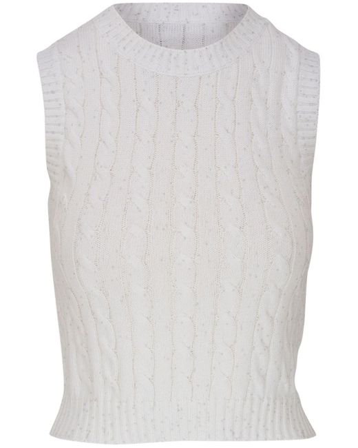 Brunello Cucinelli White Cable-knit Cotton-blend Vest