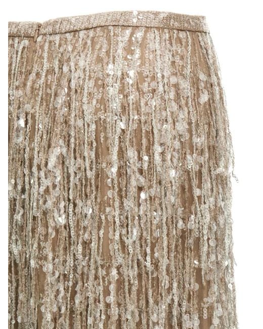 Jupe Brodées De Sequins À Franges Brunello Cucinelli en coloris Natural