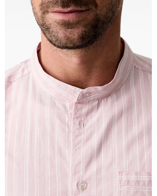 Benetton Pink Striped Band-Collar Shirt for men