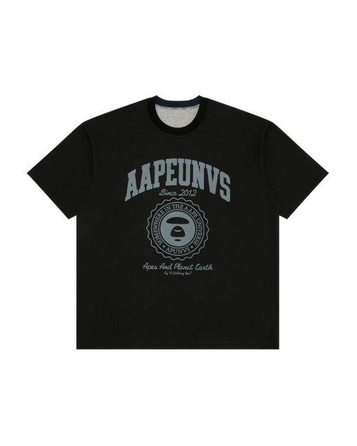 Aape By A Bathing Ape Black Printed Reversible T-Shirt for men