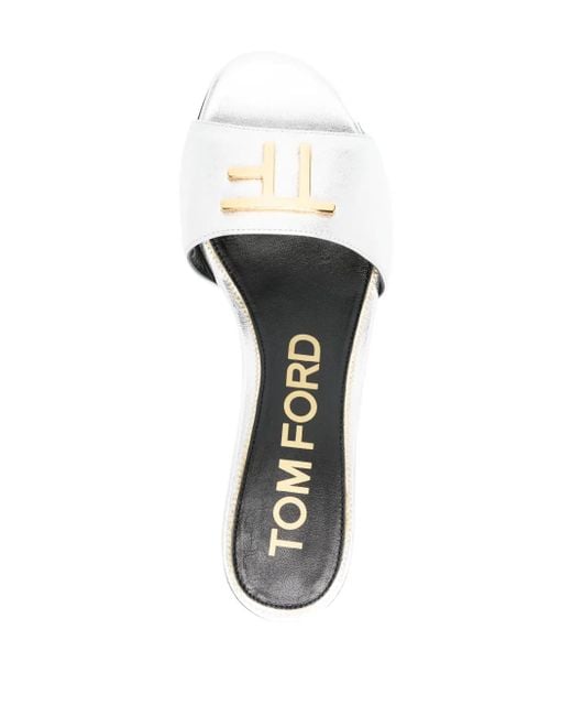 Tom Ford Metallic Mules Mit Logo-Schild