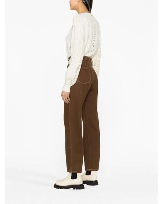 Twinset White Feather-Detail Cable-Knit Jumper