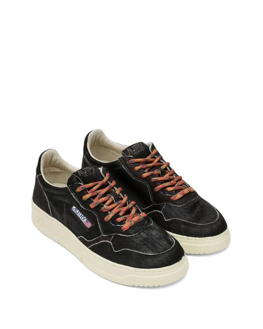 Autry Black Medalist Pony-Hair Sneakers