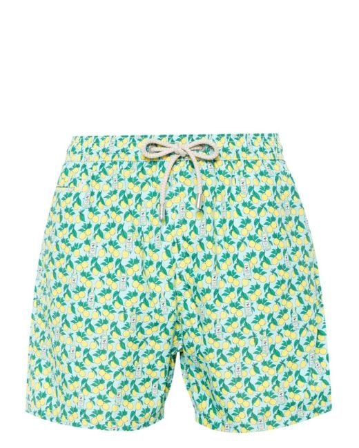 Mc2 Saint Barth Green Lemon-print Swim Shorts for men