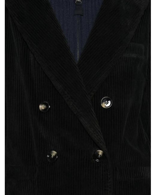 TRUE AVENUE Black Corduroy Double-Breasted Blazer