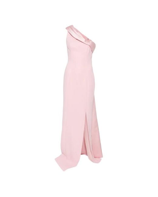 Jean Louis Sabaji Pink Bow-Detail Crepe Gown