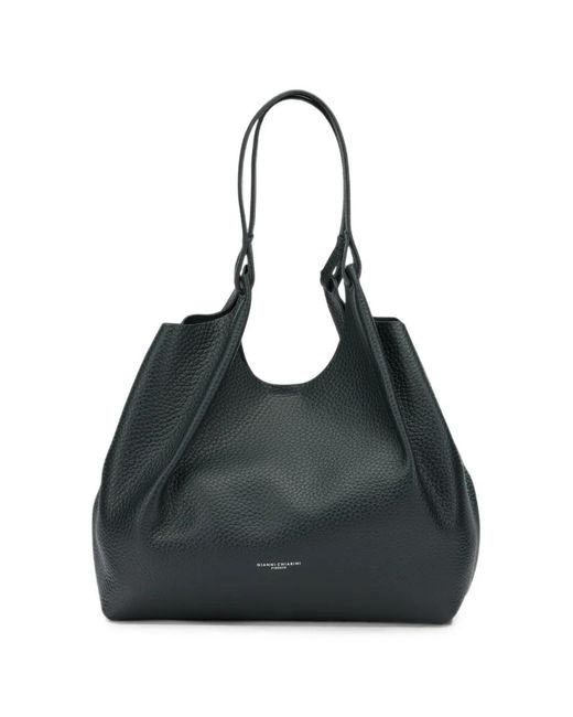Gianni Chiarini Black Dua Grained Leather Shoulder Bag