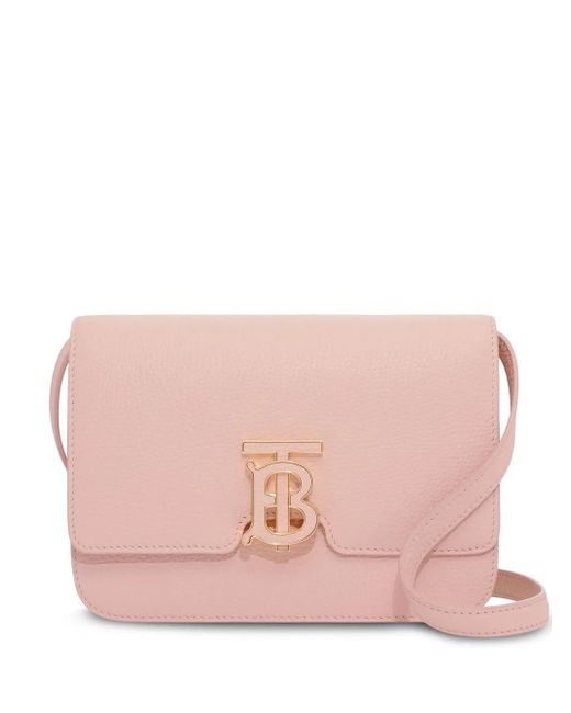 Burberry Pink Tb Logo-Plaque Calf Leather Shoulder Bag