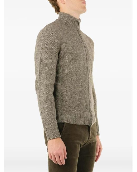 Al Duca D'aosta Gray Zip-Up High-Neck Sweater for men