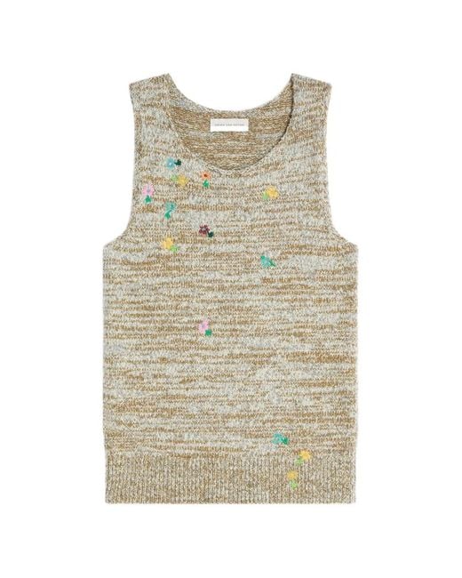 Dries Van Noten Natural Embroidered Wool Sweater for men
