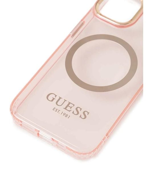 Guess Pink Logo-Print Translucent Iphone Case
