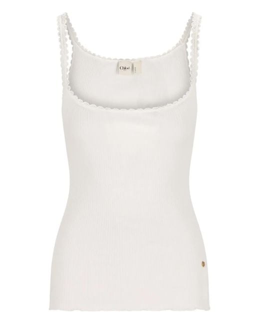 Chloé Scallop-trim Tank Top White