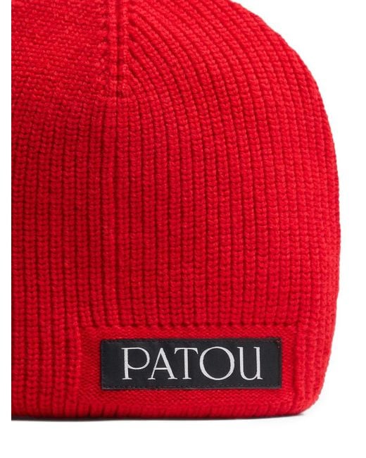 Patou Red Logo-Tag Wool Beanie