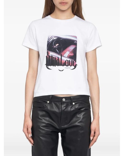 Zadig & Voltaire White Car-Print T-Shirt