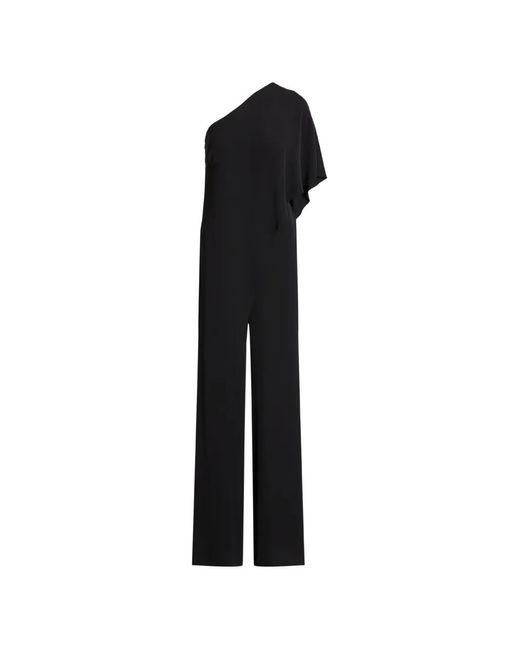 Ralph Lauren Black One-Shoulder Cape Jumpsuit